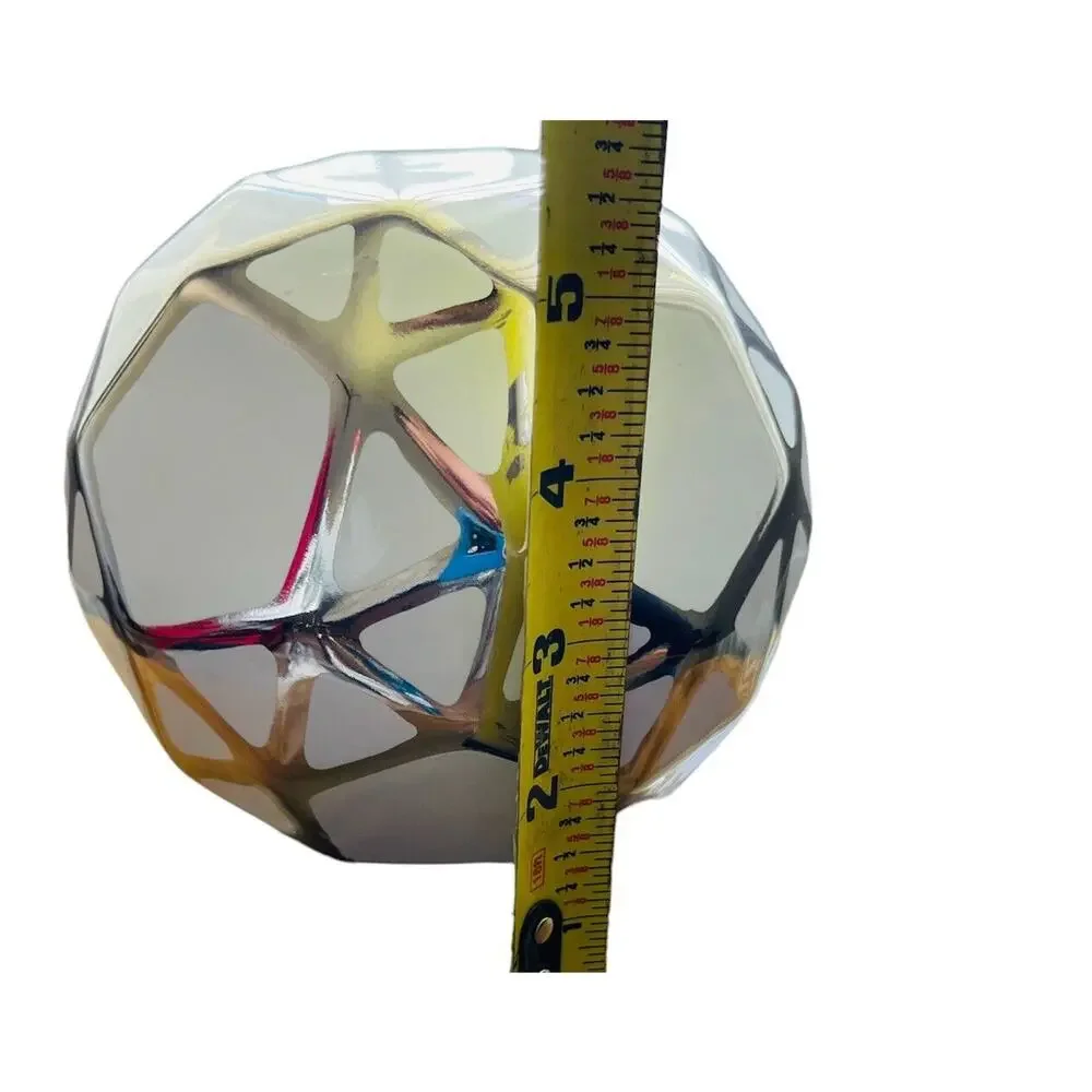 Decorative Ceramic Orb White With Silver Accents Home Decor 5.5 In Art